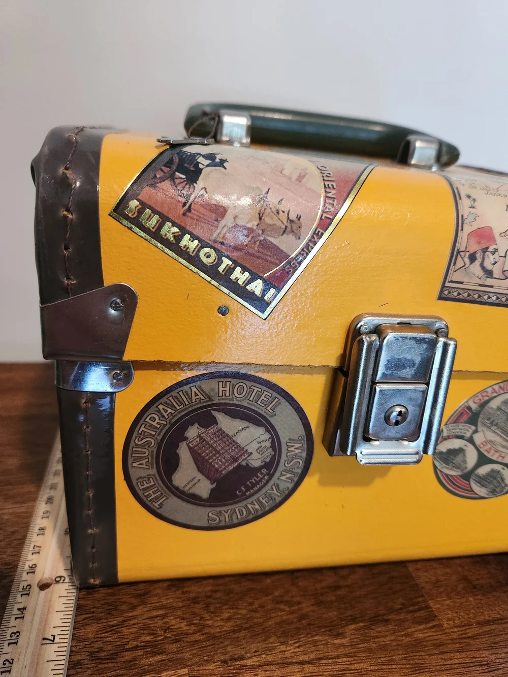 Vintage Yellow/Brown/Green Storage/ Decor